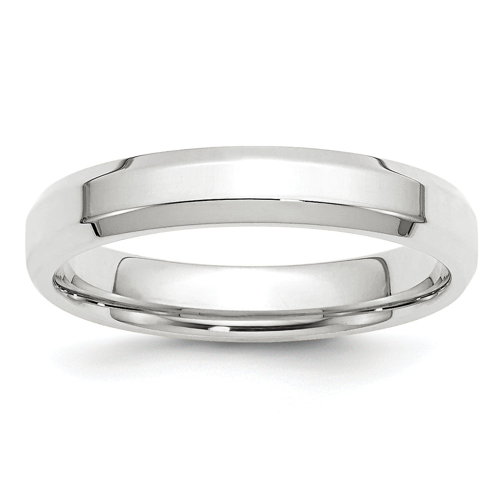 4.0mm 10K White Gold Beveled Edge Comfort Fit Wedding Band - Sophia Jewelers