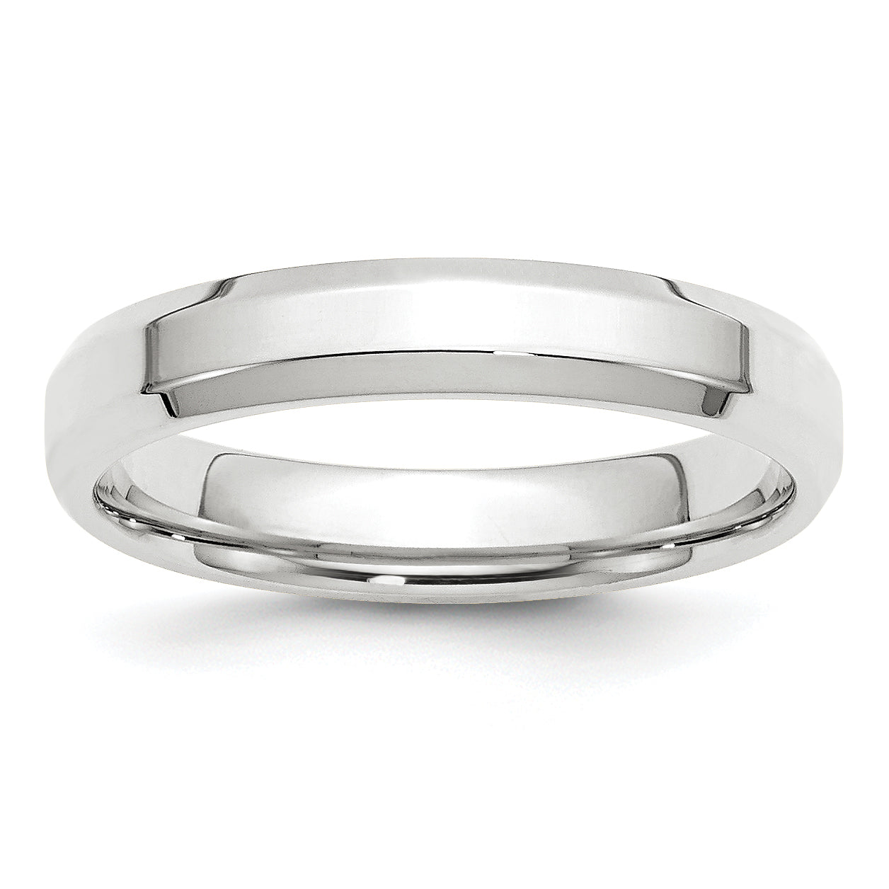 14k White Gold 4mm Beveled Edge Comfort Fit Wedding Band