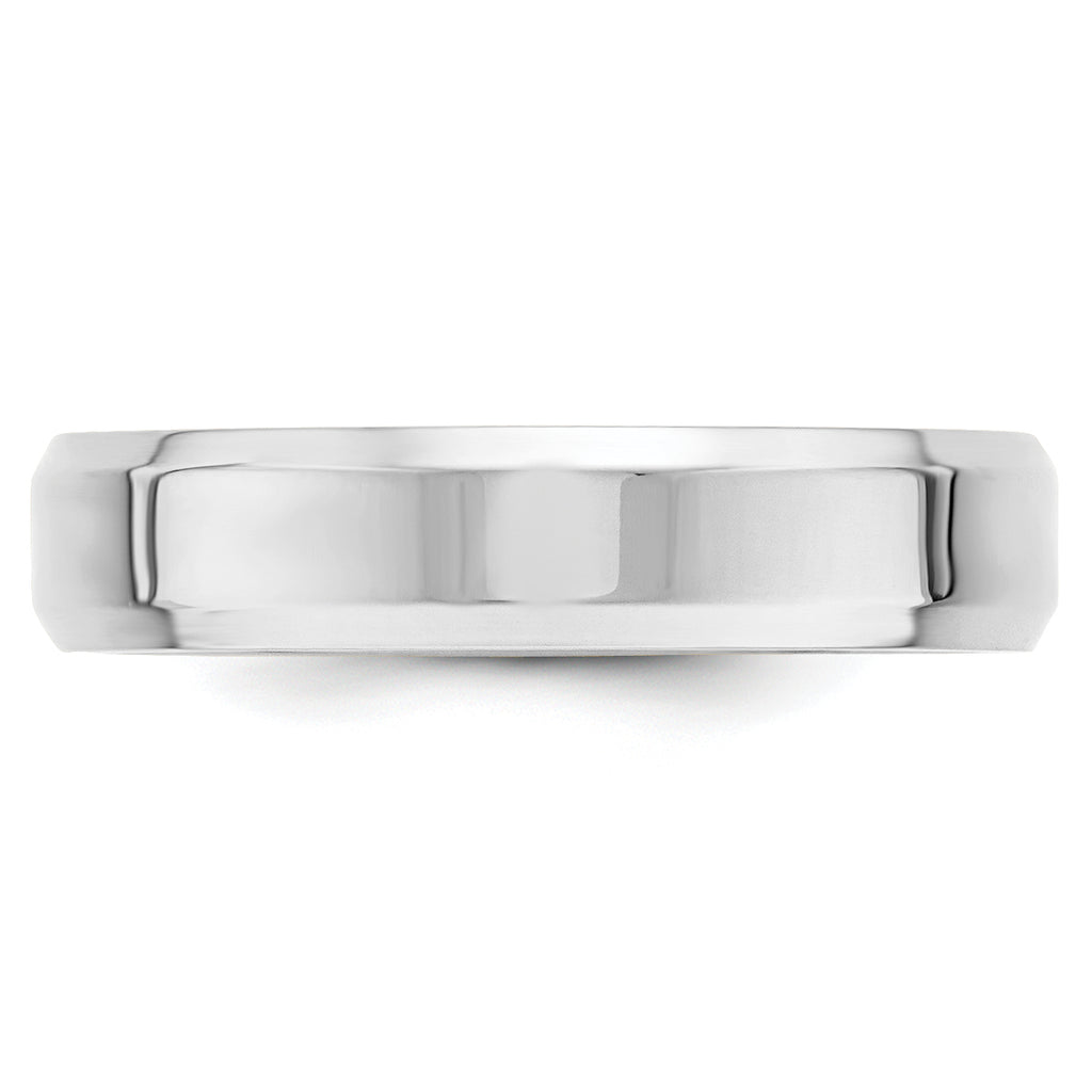 5.0mm 10K White Gold Beveled Edge Comfort Fit Wedding Band - Sophia Jewelers