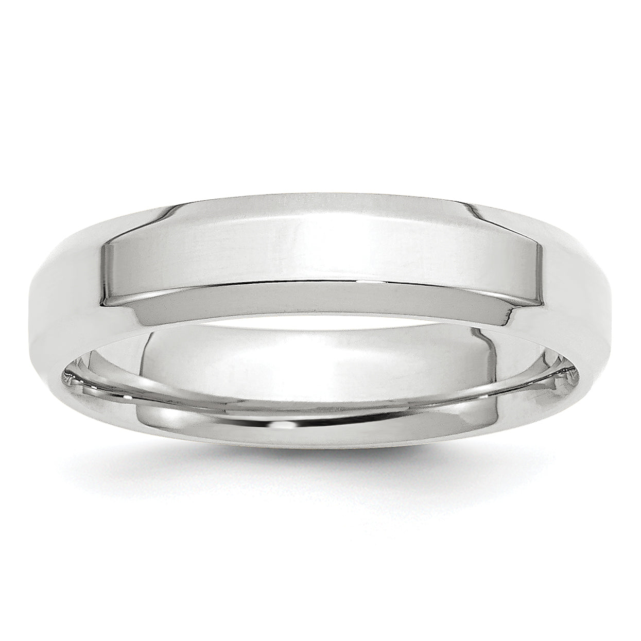 14k White Gold 5mm Beveled Edge Comfort Fit Wedding Band Main image