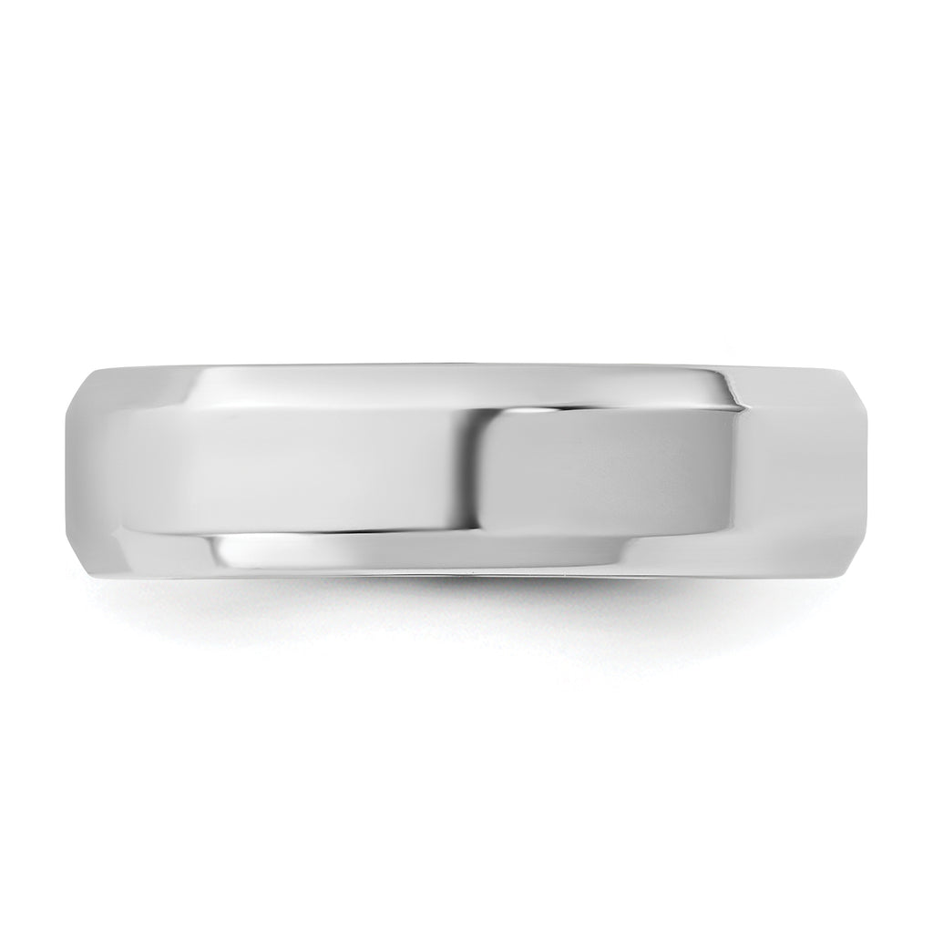 10K White Gold Beveled Comfort-Fit Wedding Band 5.5mm