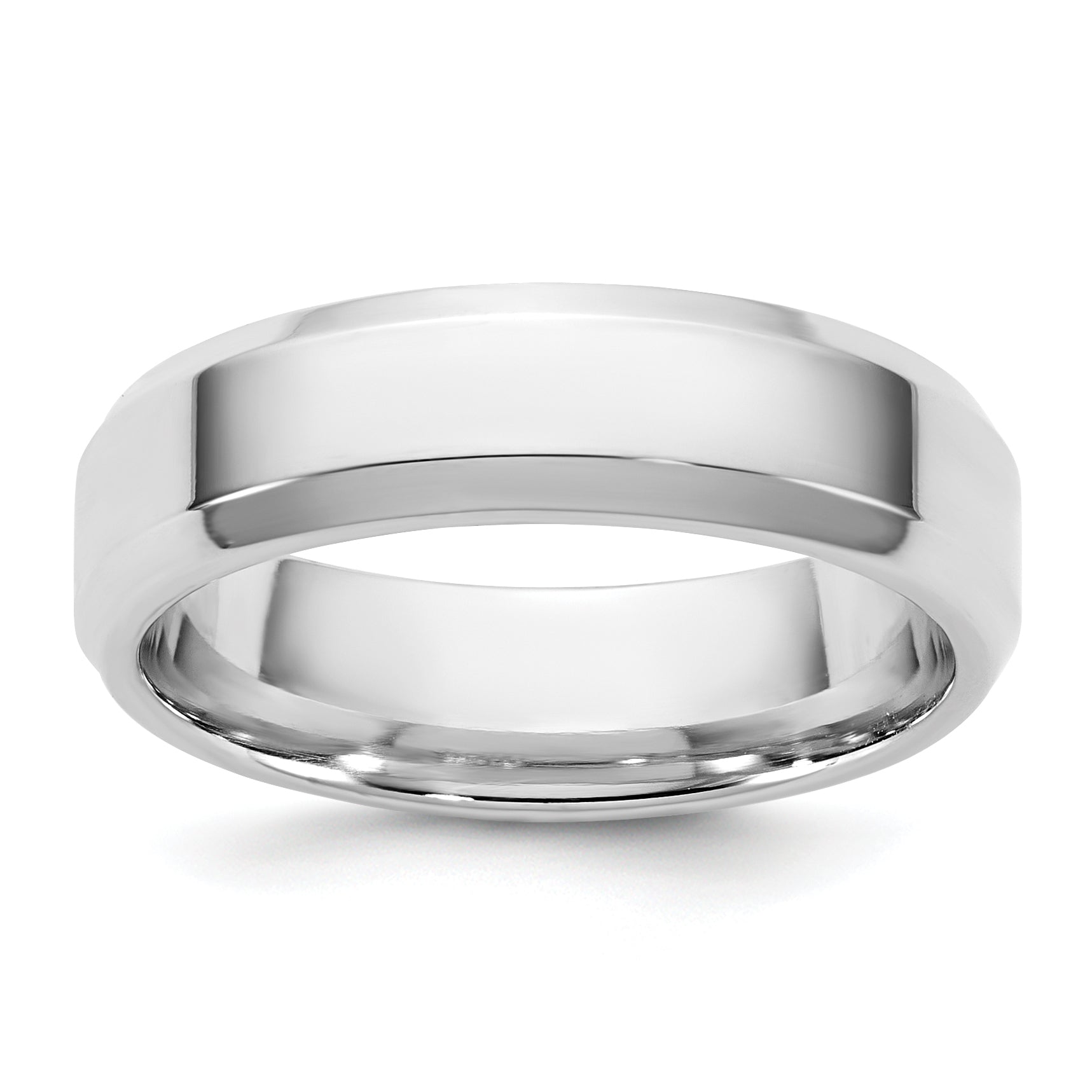 10K White Gold Beveled Comfort-Fit Wedding Band 5.5mm