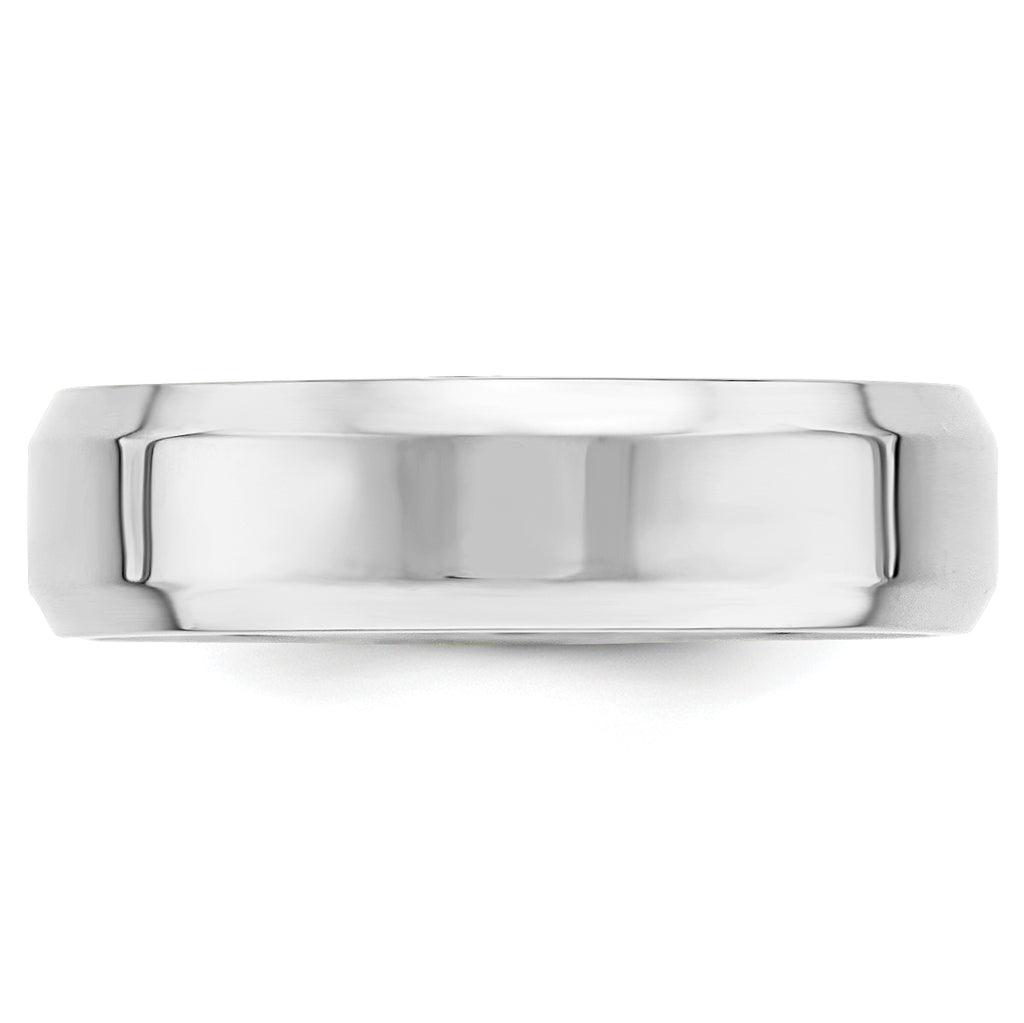 6.0mm 10K White Gold Beveled Edge Comfort Fit Wedding Band - Sophia Jewelers