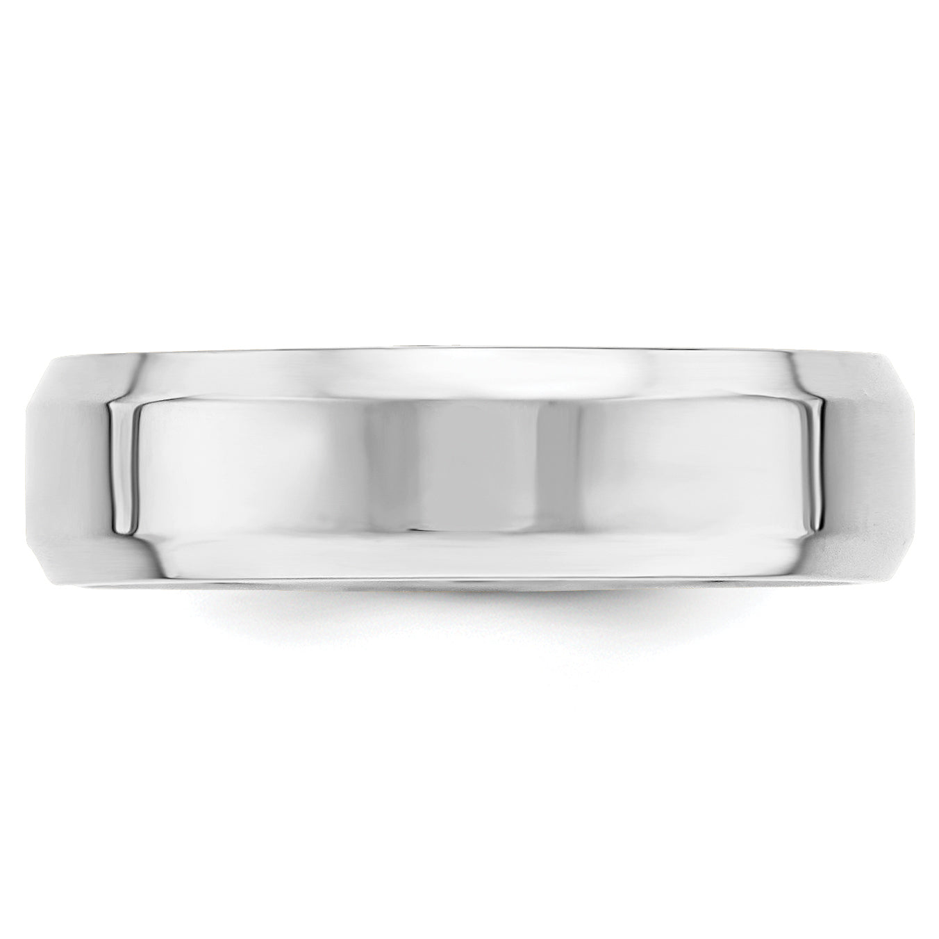 14k White Gold 6mm Beveled Edge Comfort Fit Wedding Band
