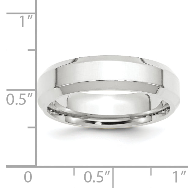 6.0mm 10K White Gold Beveled Edge Comfort Fit Wedding Band - Sophia Jewelers