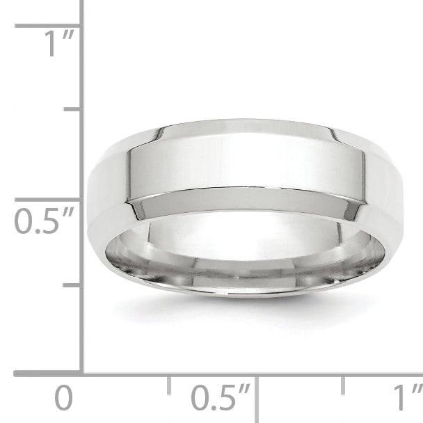 14k White Gold 7mm Beveled Edge Comfort Fit Wedding Band