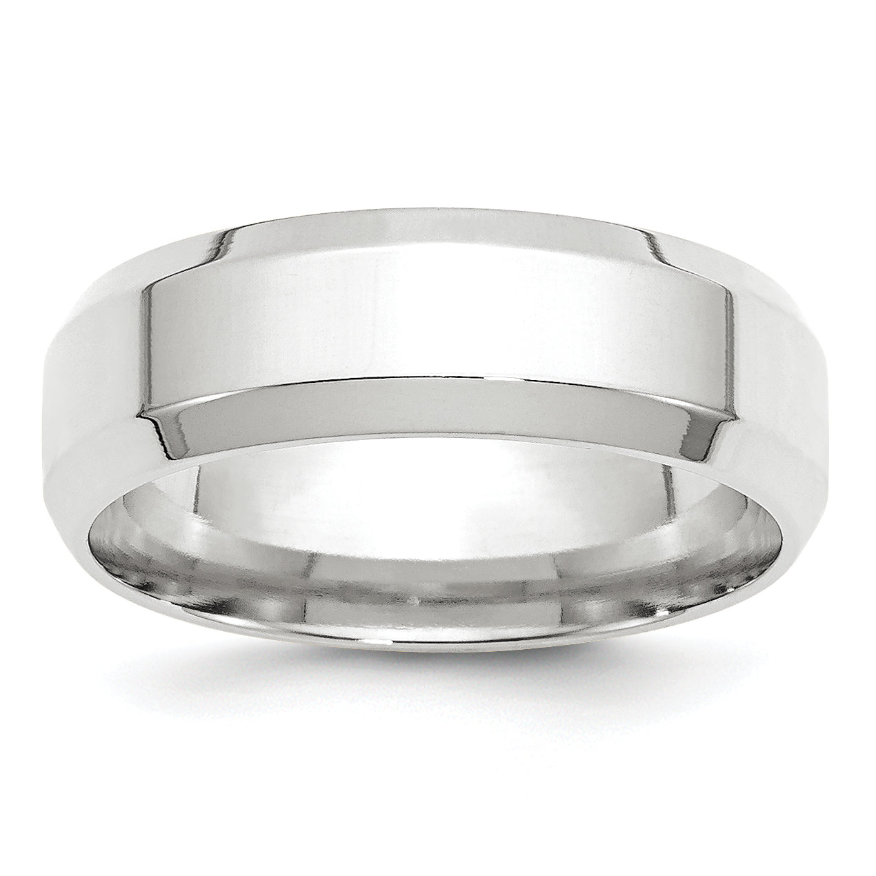 7.0mm 10K White Gold Beveled Edge Comfort Fit Wedding Band - Sophia Jewelers