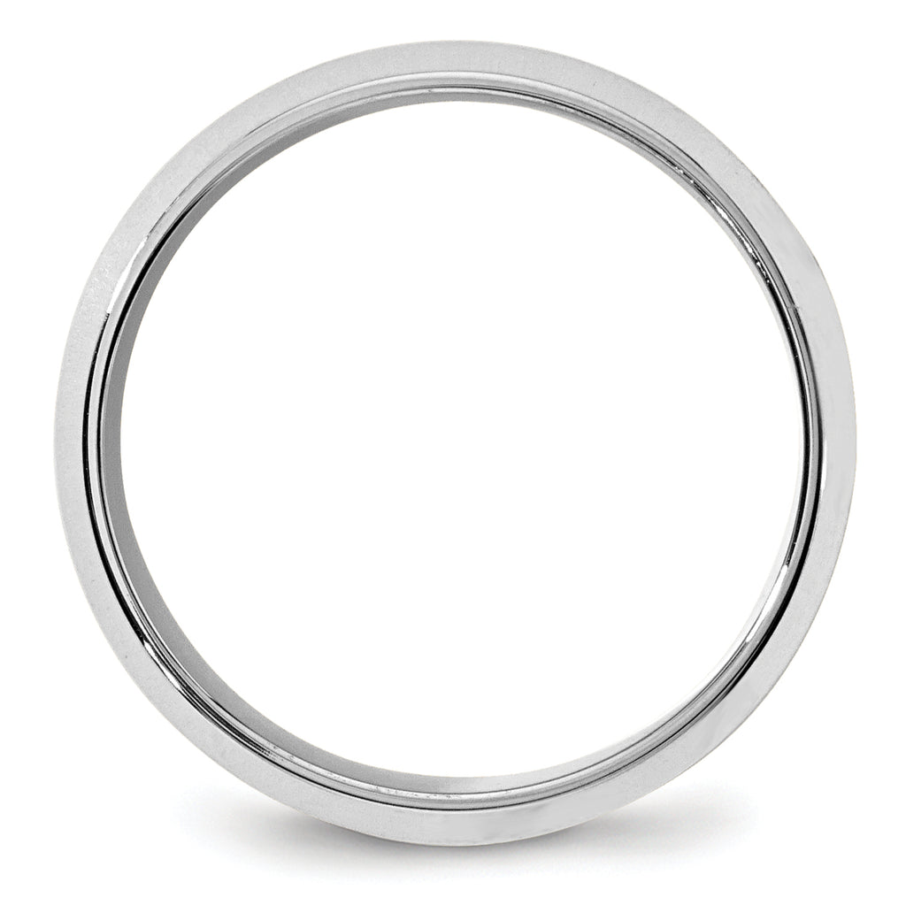14k White Gold 8mm Beveled Edge Comfort Fit Wedding Band