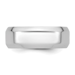 14k White Gold 8mm Beveled Edge Comfort Fit Wedding Band Size 14