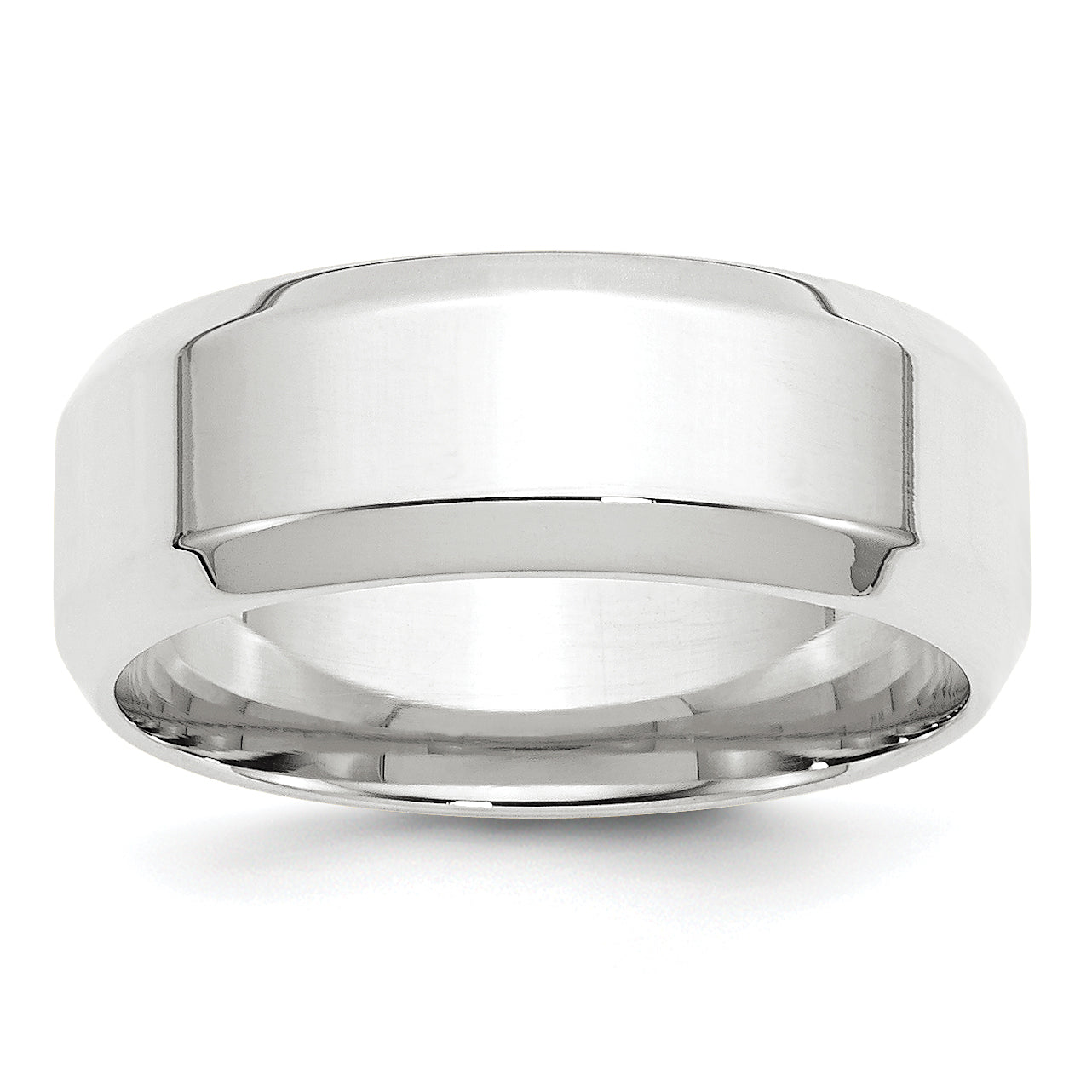 8.0mm 10K White Gold Beveled Edge Comfort Fit Wedding Band - Sophia Jewelers