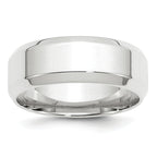 14k White Gold 8mm Beveled Edge Comfort Fit Wedding Band