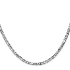 14K White Gold 20 inch 3mm Concave Anchor with Lobster Clasp Chain