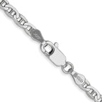 14K White Gold 8 inch 3mm Concave Anchor with Lobster Clasp Bracelet