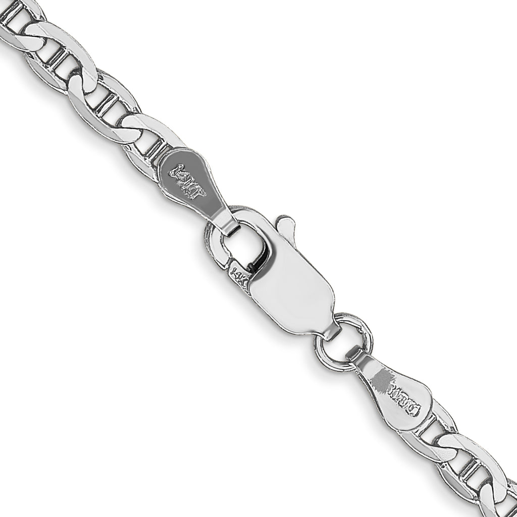 14K White Gold Solid Anchor Chain Necklace 3mm
