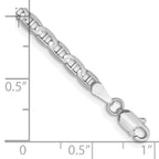 14K White Gold 8 inch 3mm Concave Anchor with Lobster Clasp Bracelet
