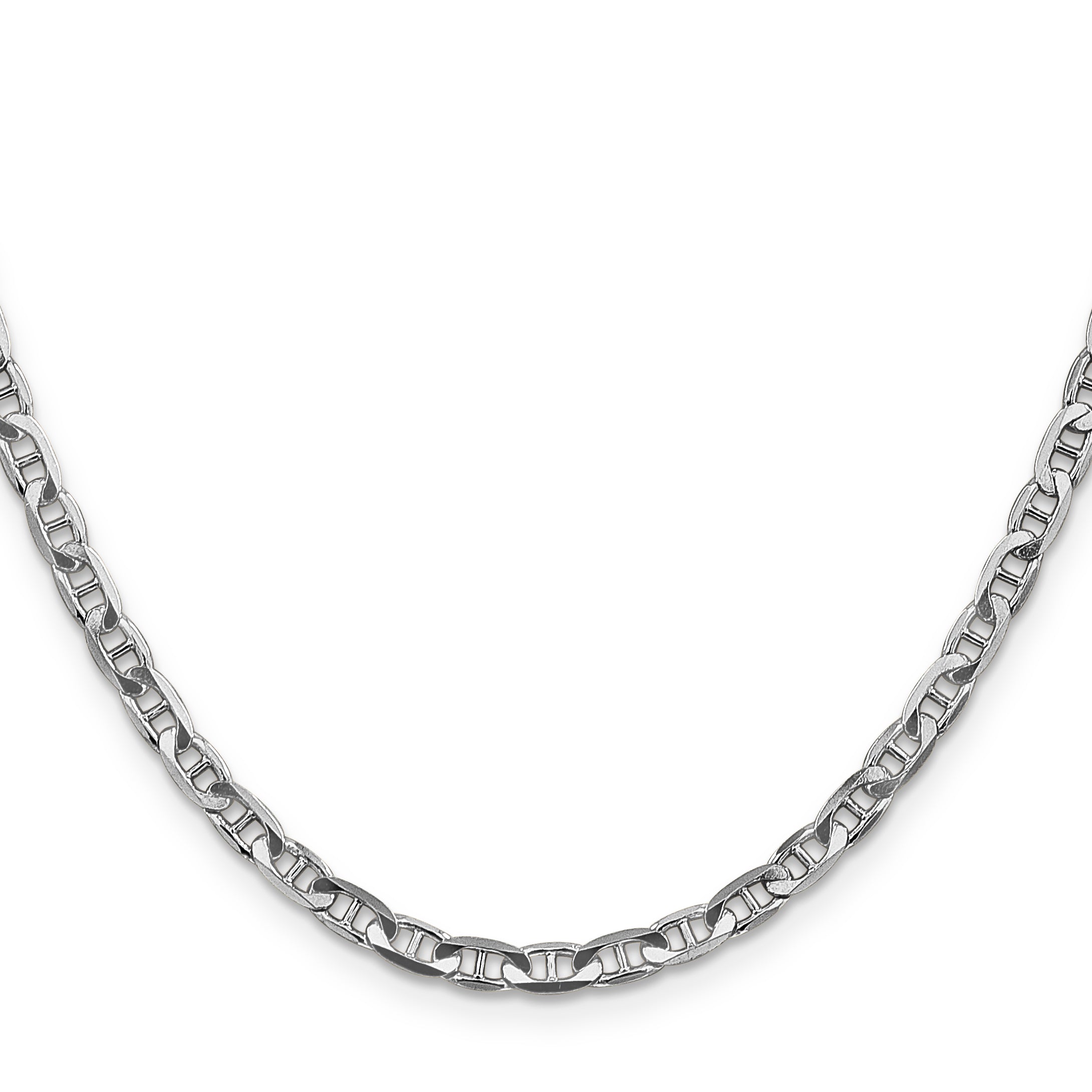 14K White Gold Solid Anchor Chain Necklace 3.75mm