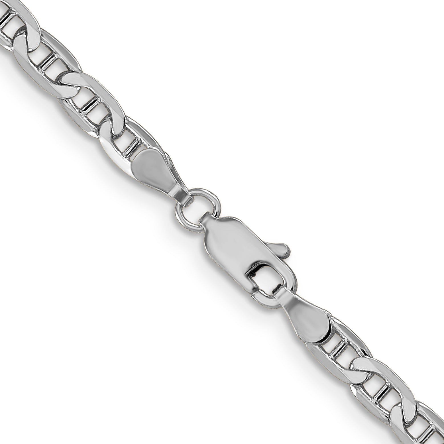 14K White Gold Solid Anchor Chain Necklace 3.75mm
