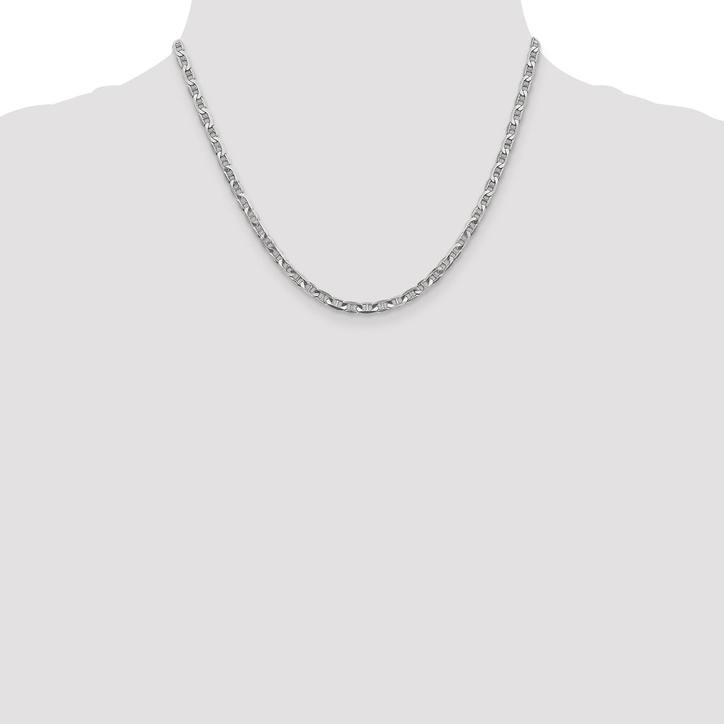 14K White Gold Solid Anchor Chain Necklace 3.75mm