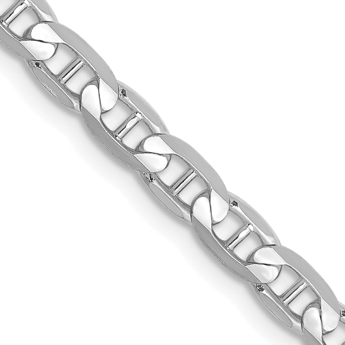 14K White Gold 8 inch 3.75mm Concave Anchor with Lobster Clasp Bracelet
