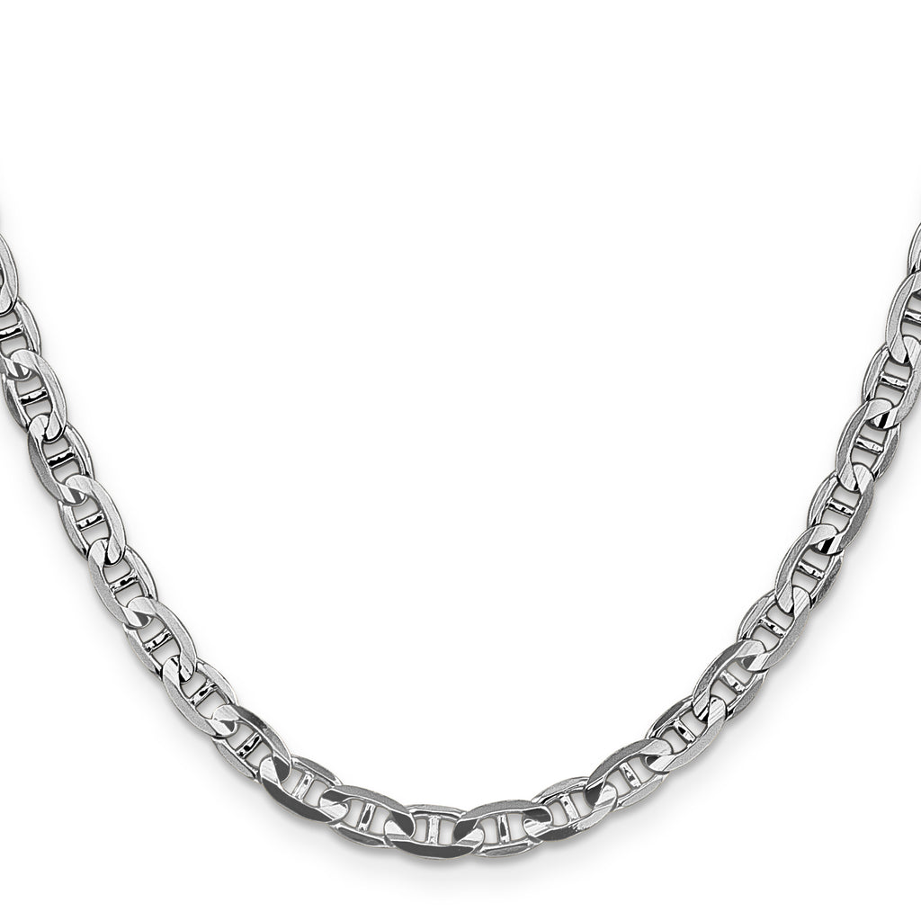 14K White Gold 8 inch 4.5mm Concave Anchor with Lobster Clasp Bracelet