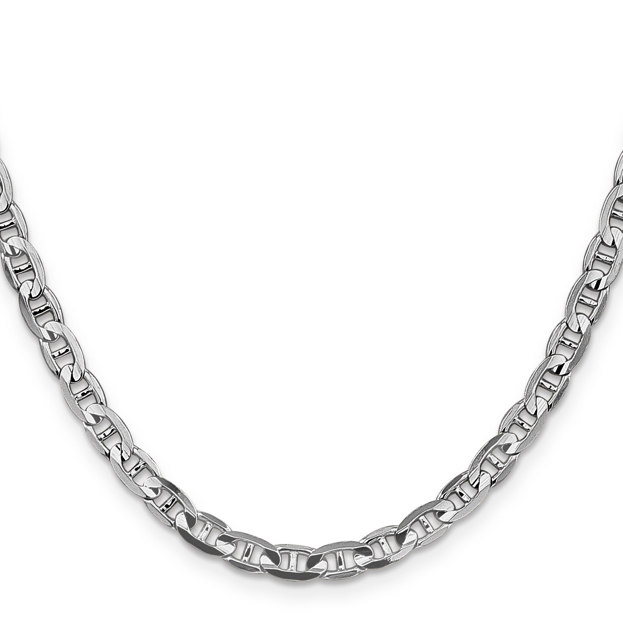 14K White Gold 8 inch 4.5mm Concave Anchor with Lobster Clasp Bracelet