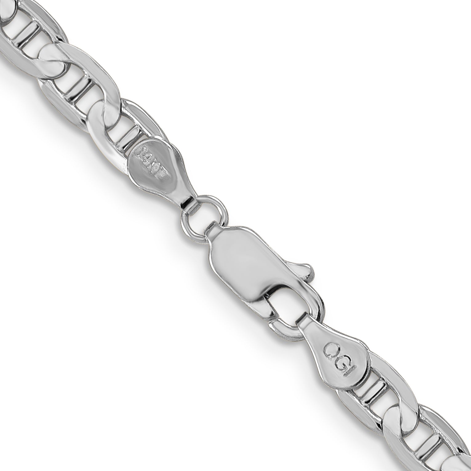 14K White Gold Solid Anchor Chain Necklace 4.5mm