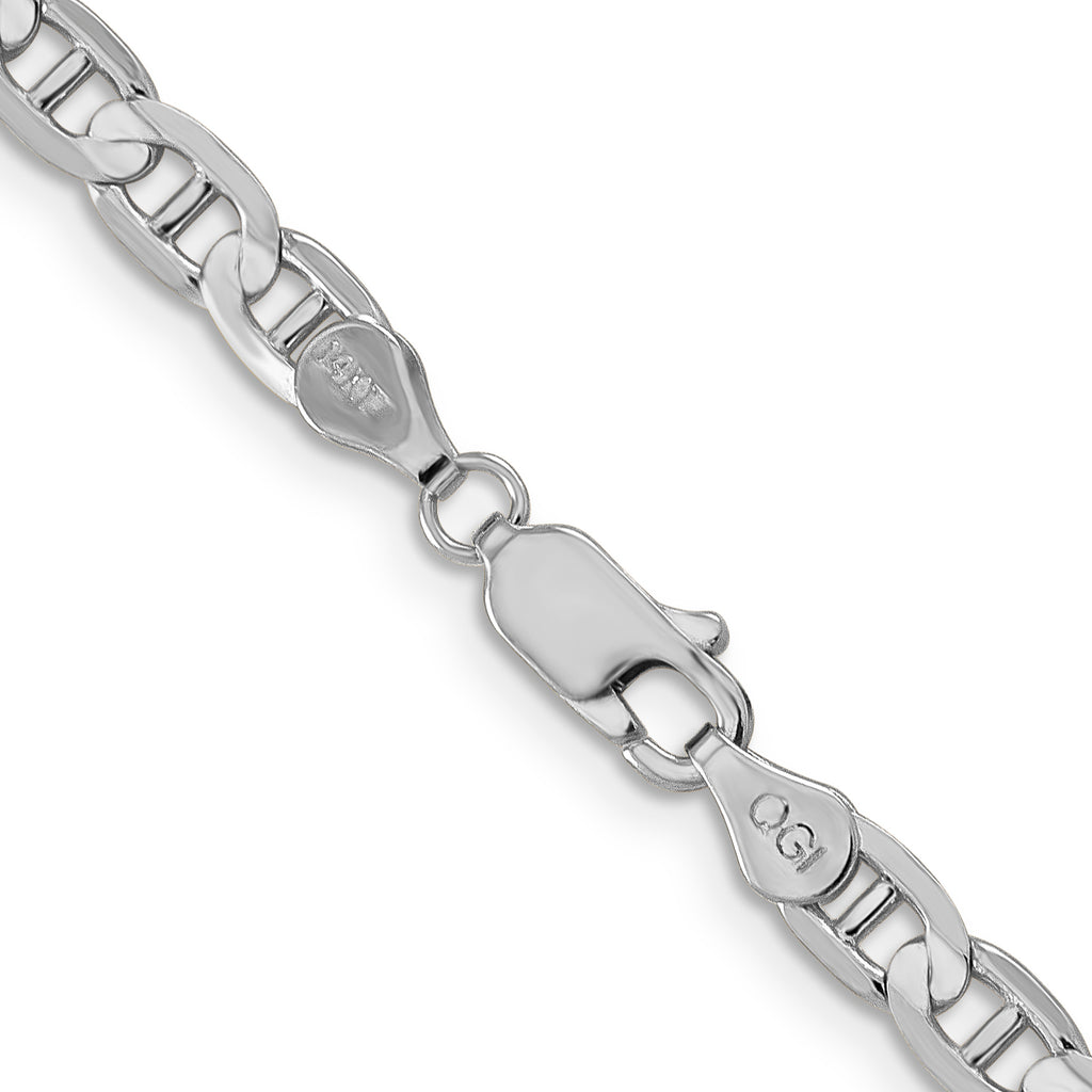 14K White Gold 8 inch 4.5mm Concave Anchor with Lobster Clasp Bracelet
