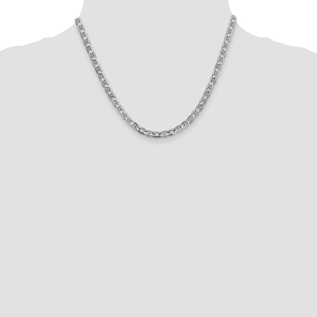 14K White Gold Solid Anchor Chain Necklace 4.5mm