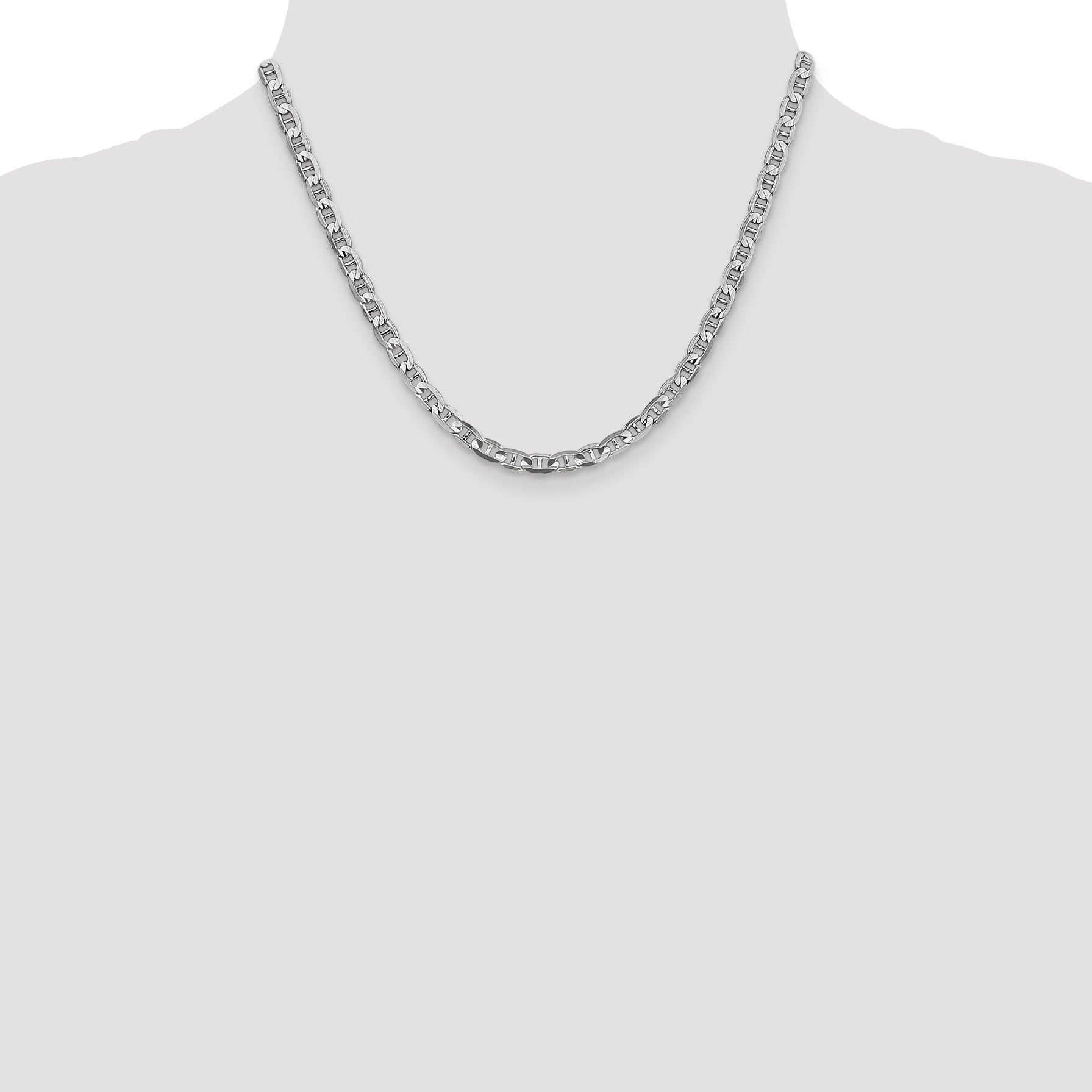 14K White Gold Solid Anchor Chain Necklace 4.5mm