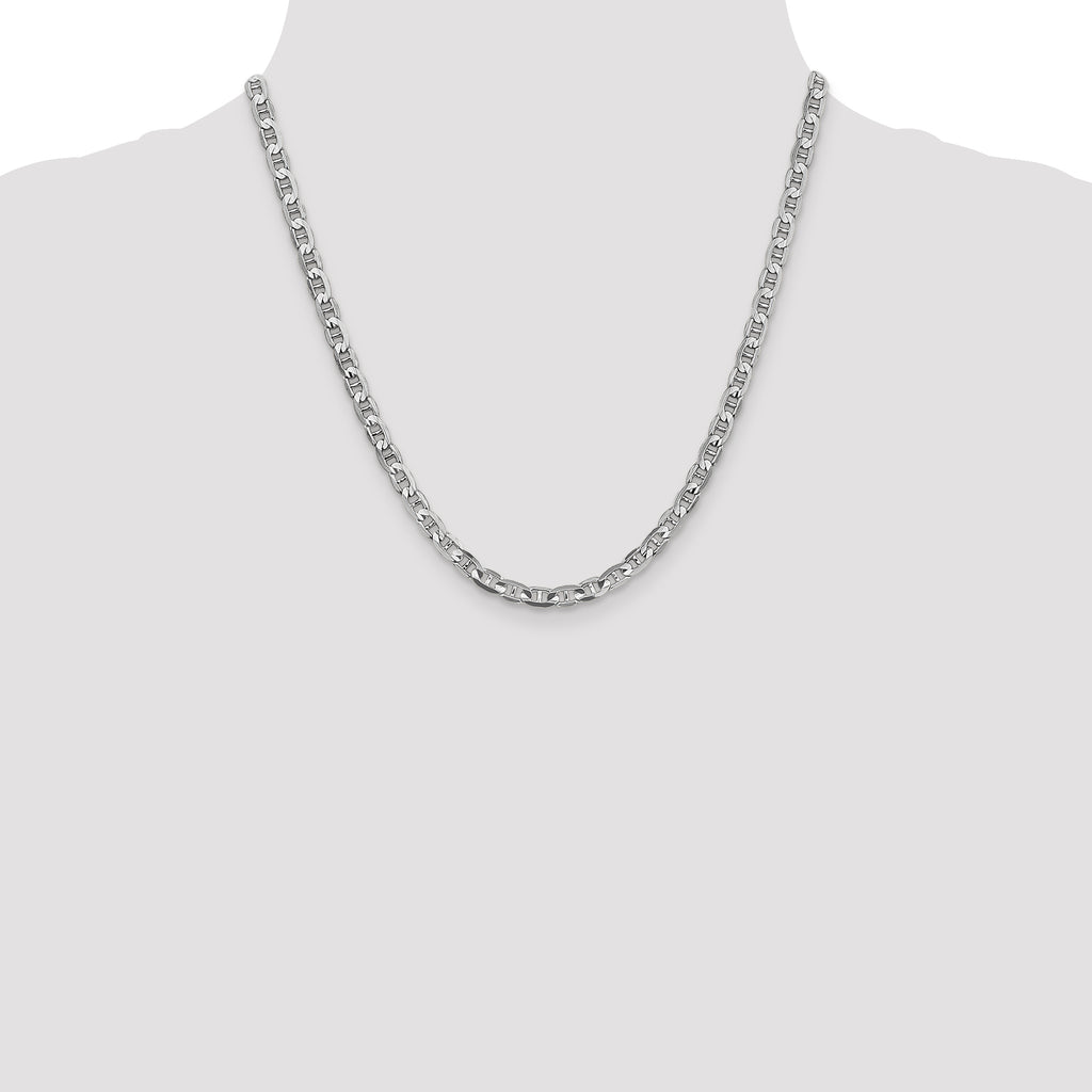 14K White Gold 20 inch 4.5mm Concave Anchor with Lobster Clasp Chain