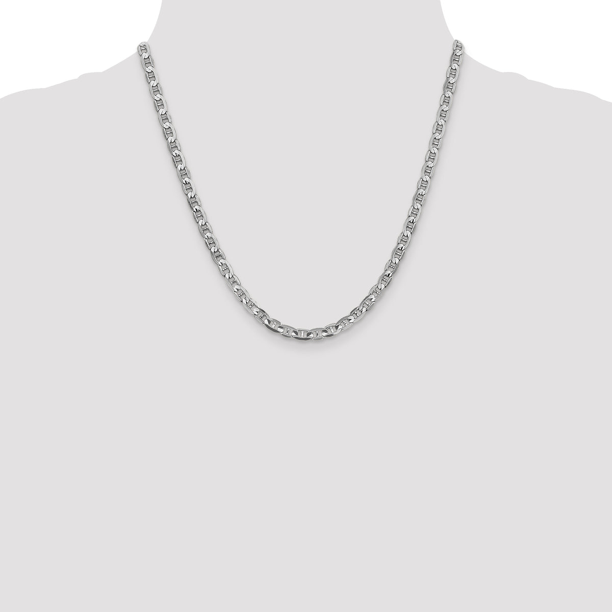 14K White Gold 20 inch 4.5mm Concave Anchor with Lobster Clasp Chain