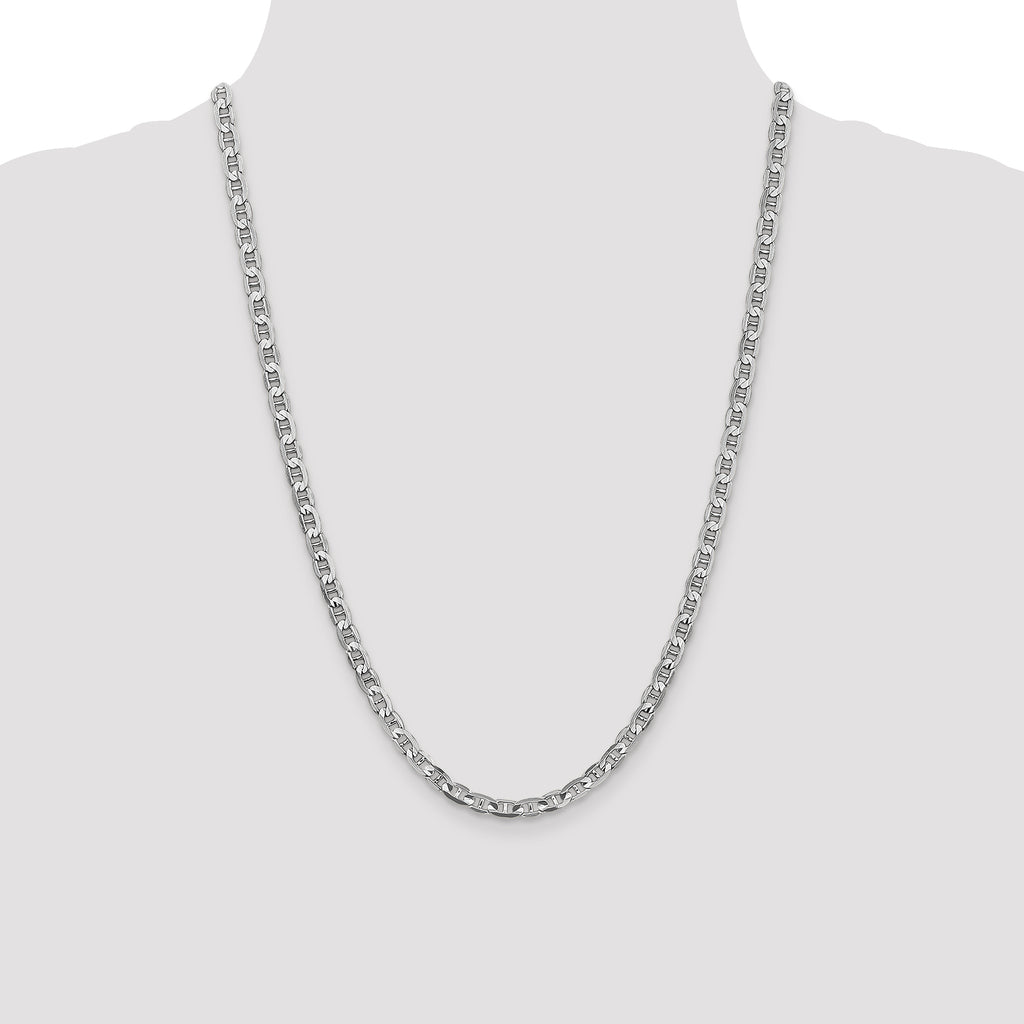 14K White Gold 24 inch 4.5mm Concave Anchor with Lobster Clasp Chain