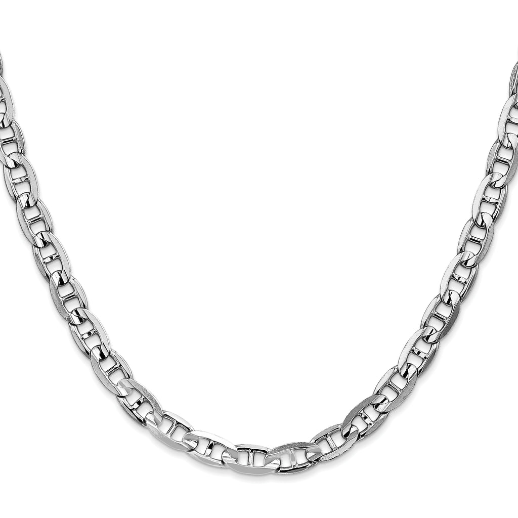 14K White Gold 8 inch 5.25mm Concave Anchor with Lobster ClaspBracelet