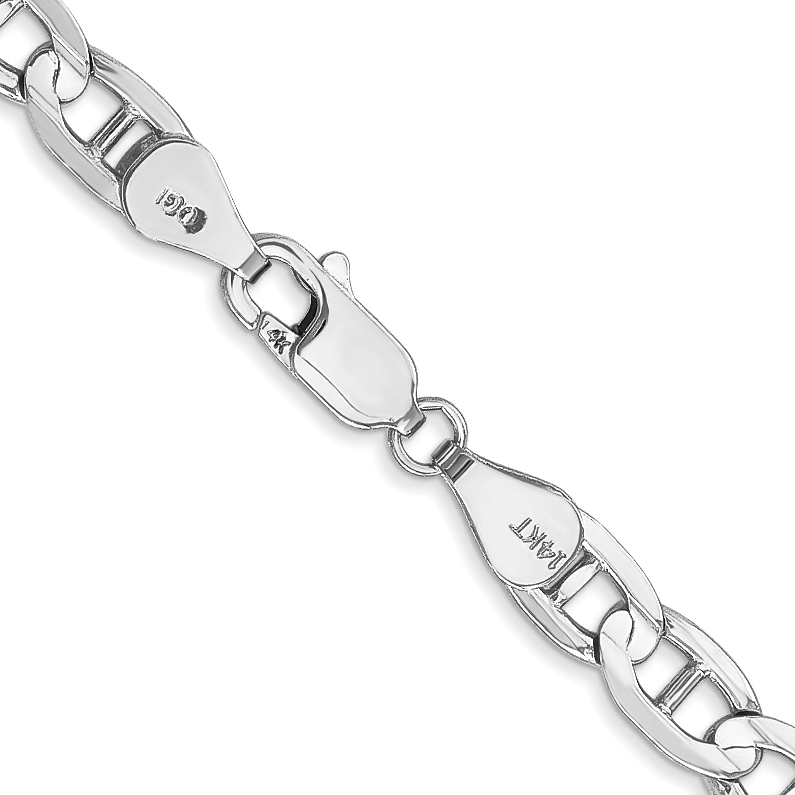 14K White Gold 8 inch 5.25mm Concave Anchor with Lobster ClaspBracelet