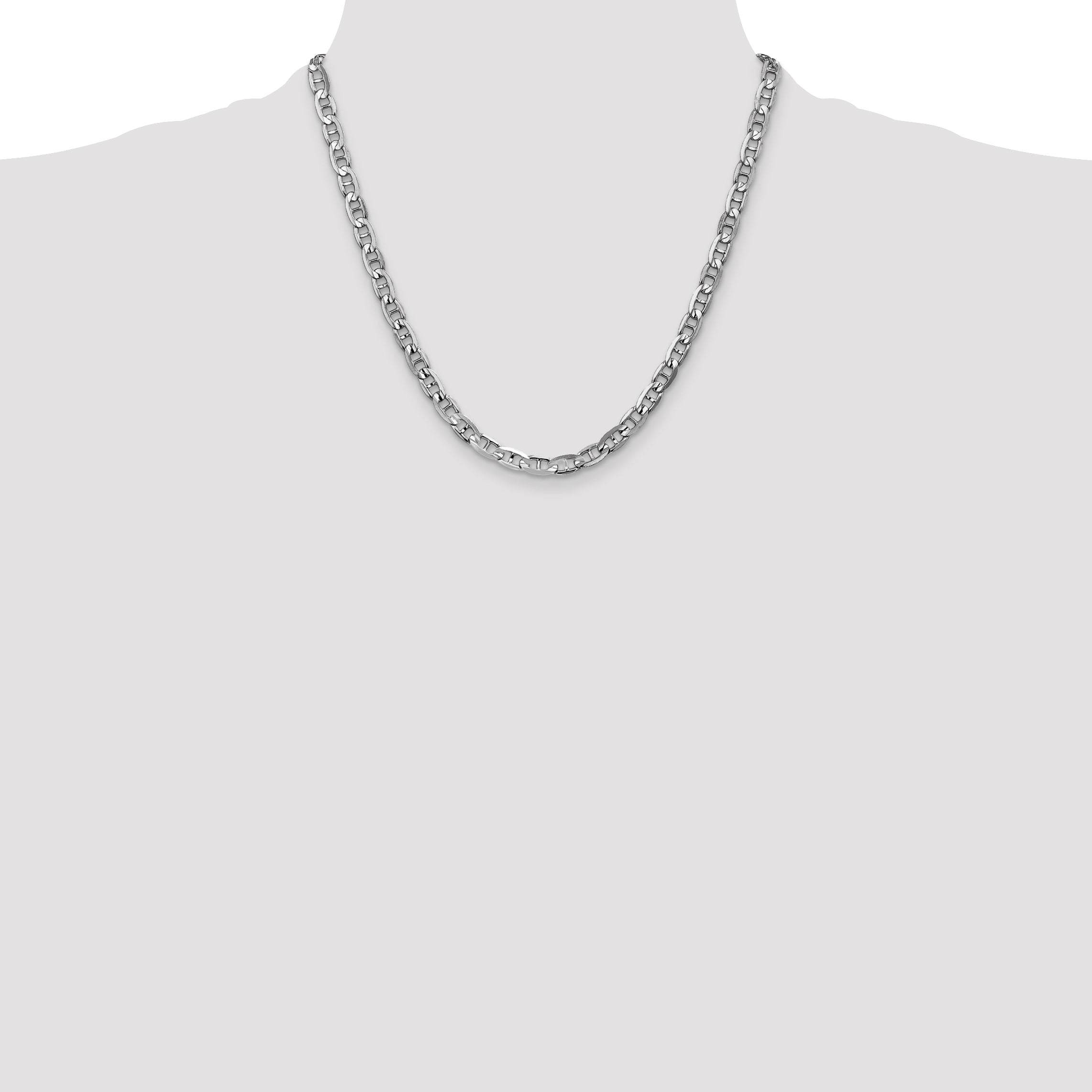 14K White Gold 20 inch 5.25mm Concave Anchor with Lobster Clasp Chain
