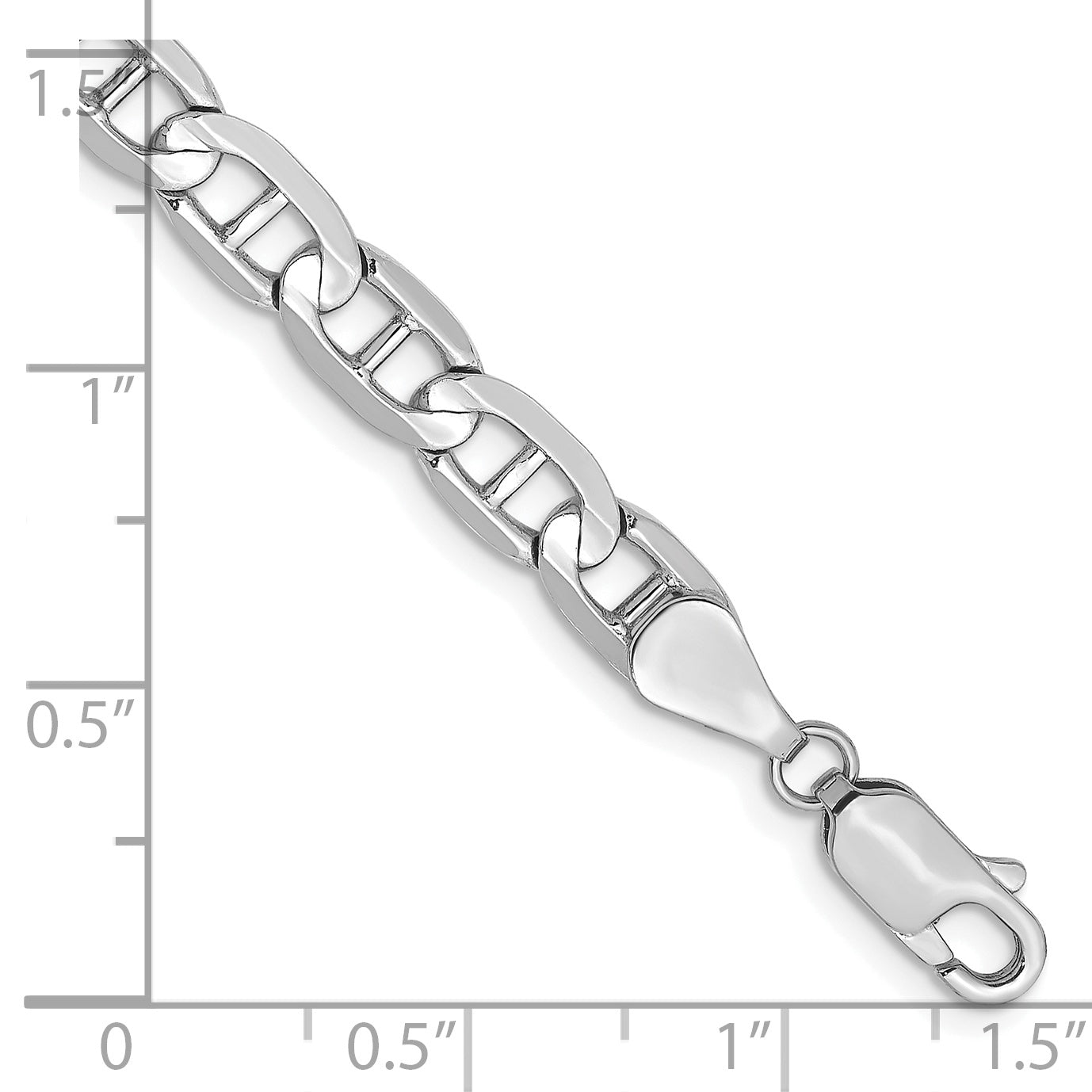14K White Gold 8 inch 5.25mm Concave Anchor with Lobster ClaspBracelet