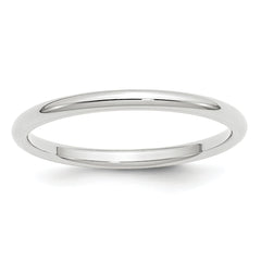 14k White Gold 2mm Standard Weight Comfort Fit Wedding Band Size 13.5