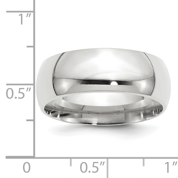14k White Gold 8mm Standard Weight Comfort Fit Wedding Band