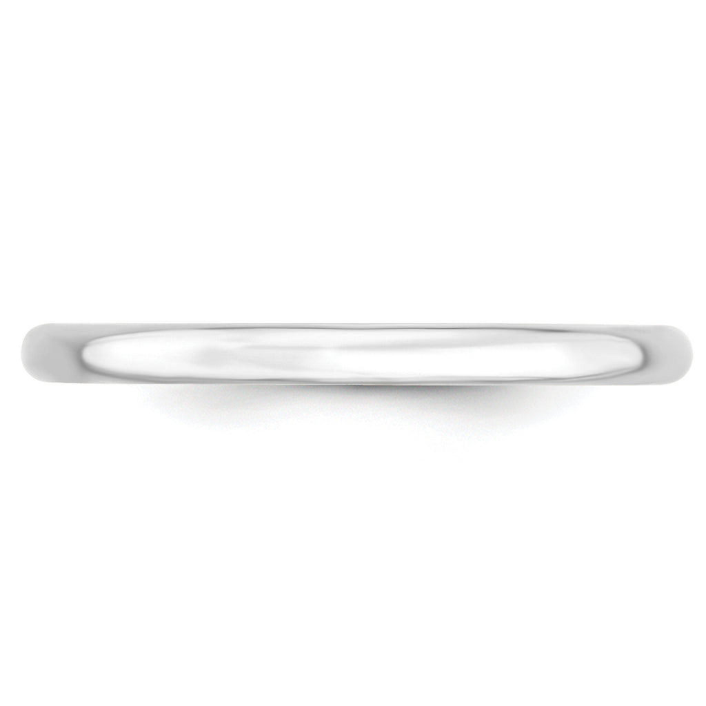 14K White Gold Domed Comfort-Fit Wedding Band 2mm