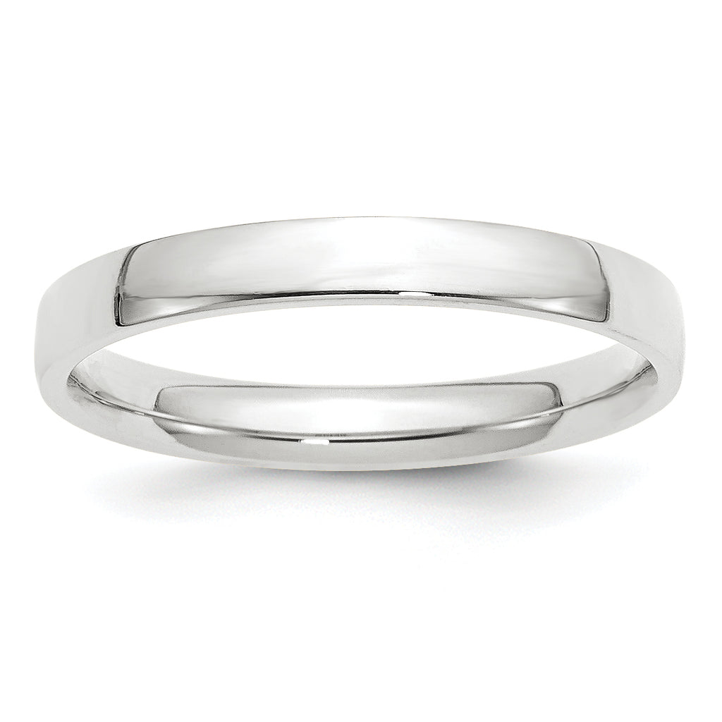 14k White Gold 3mm Lightweight Comfort Fit Wedding Band