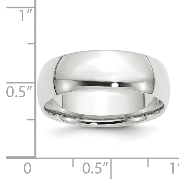 14k White Gold 7mm Lightweight Comfort Fit Wedding Band