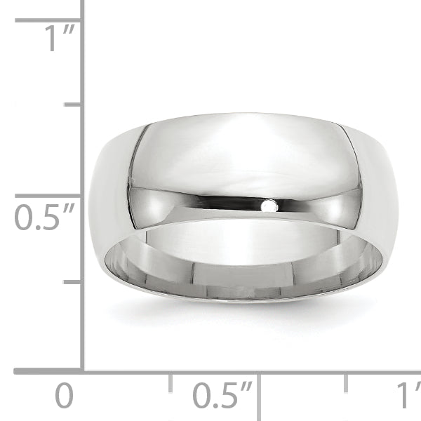 8.0mm 10K White Gold Lightweight Comfort Fit Wedding Band - Sophia Jewelers
