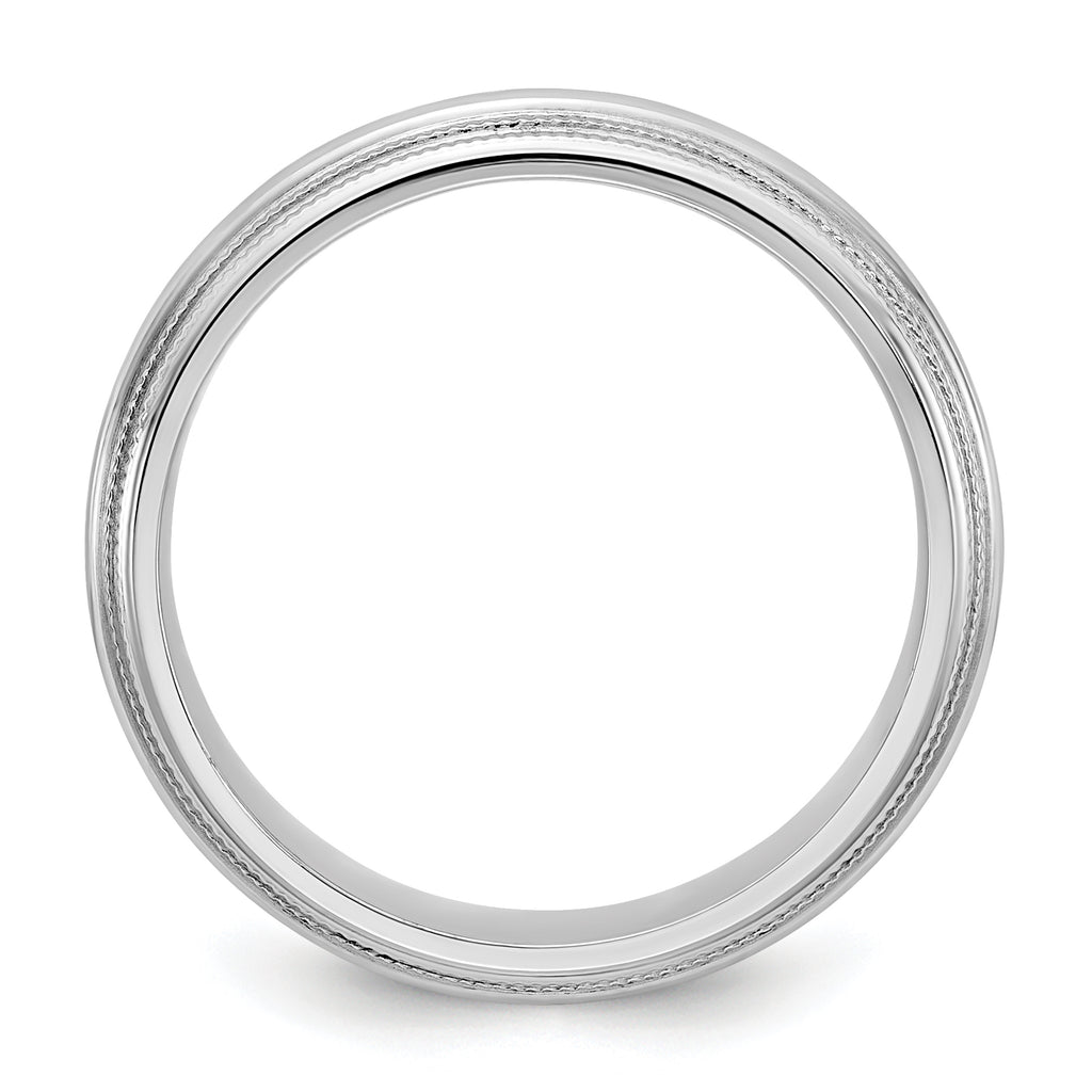 14k White Gold 5mm Double Milgrain Comfort Fit Wedding Band