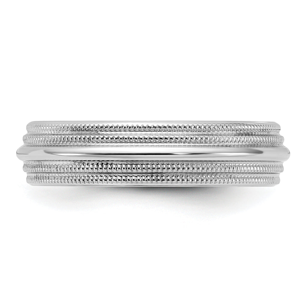 14k White Gold 5mm Double Milgrain Comfort Fit Wedding Band
