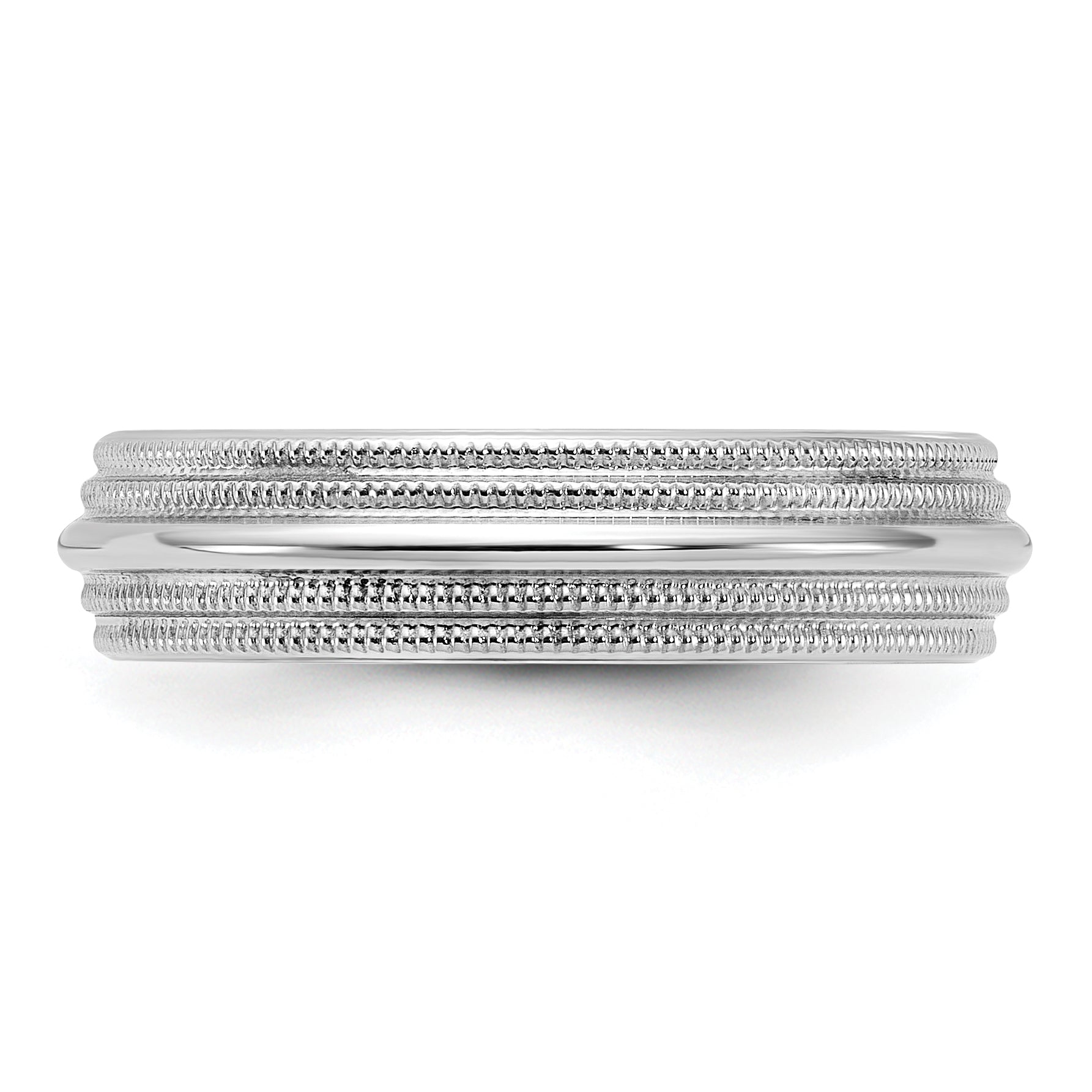14k White Gold 5mm Double Milgrain Comfort Fit Wedding Band