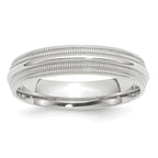 14k White Gold 5mm Double Milgrain Comfort Fit Wedding Band