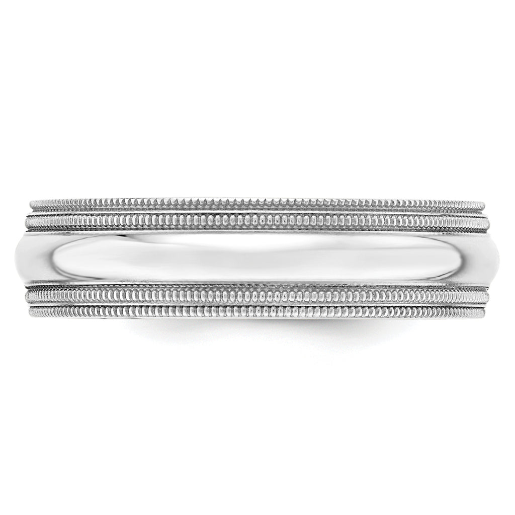 14k White Gold 6mm Double Milgrain Comfort Fit Wedding Band Size 14