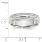 6.0mm 10K White Gold Double Milgrain Comfort Fit Wedding Band - Sophia Jewelers