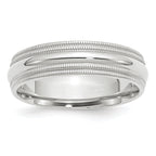 6.0mm 10K White Gold Double Milgrain Comfort Fit Wedding Band - Sophia Jewelers
