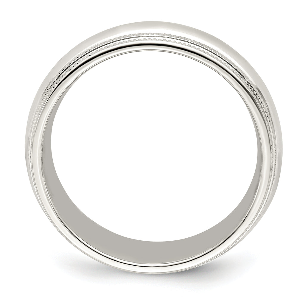 14k White Gold 7mm Double Milgrain Comfort Fit Wedding Band